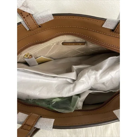 MICHAEL KORS JET SET TRAVEL MD DOUBLE POCKET TOTE SHOULDER BAG MK BROWN MOCHA